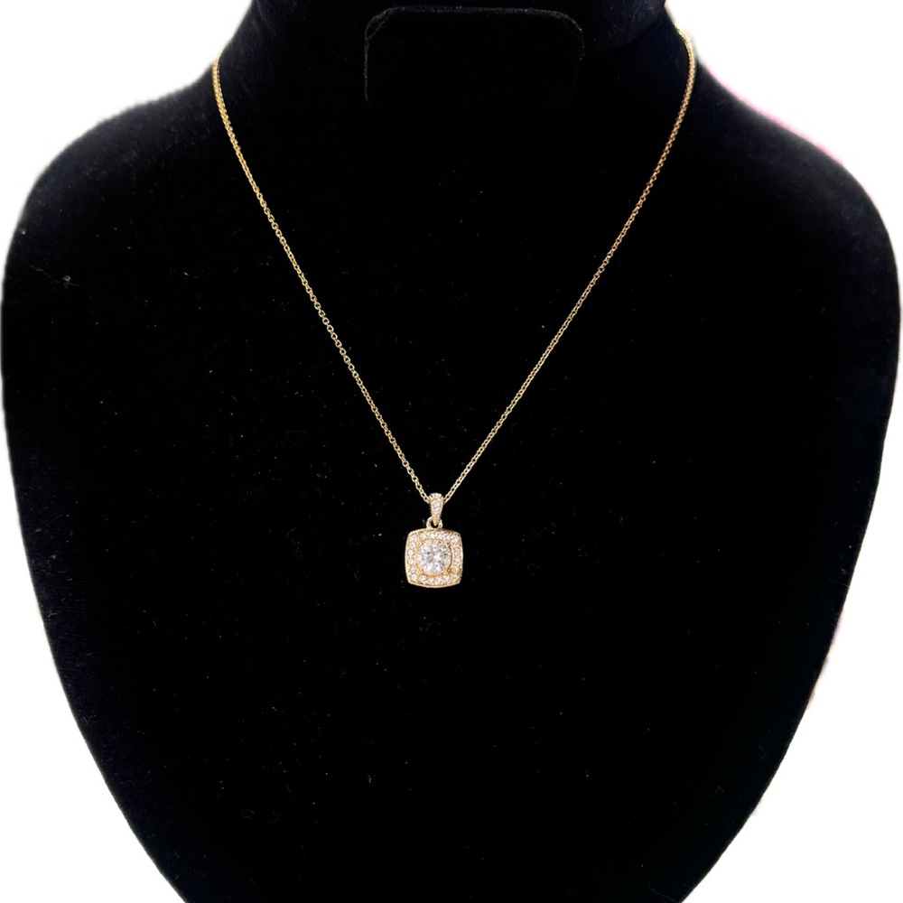 NADRI- Yellow- Gold Chain CZ Square Pendant - Picture 7 of 8